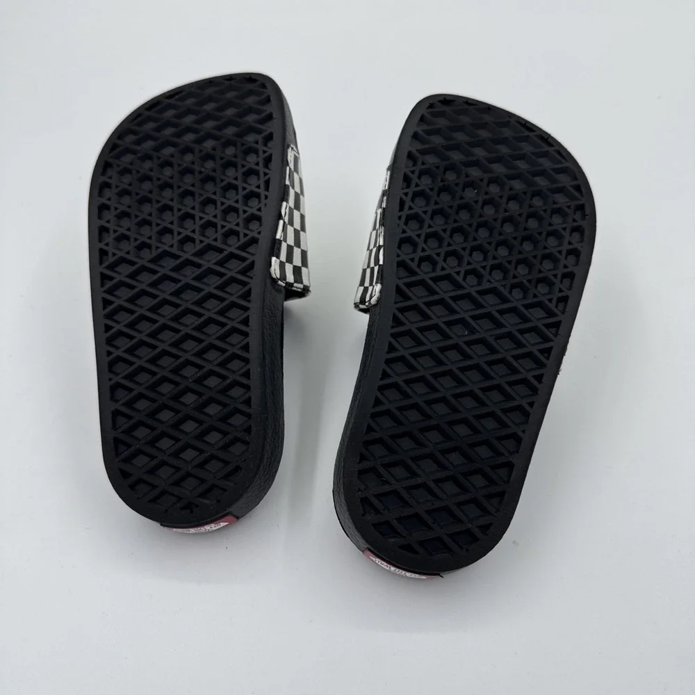 VANS La Costa Checkerboard Slide - BLACK/WHITE - KIDS SIZE 13
